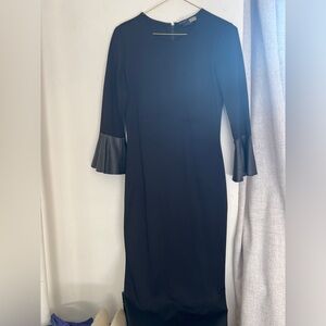 Alice + Olivia black mesh midi dress